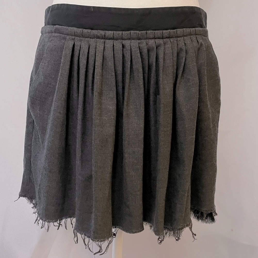Black and Gray Fringe Hem Skirt